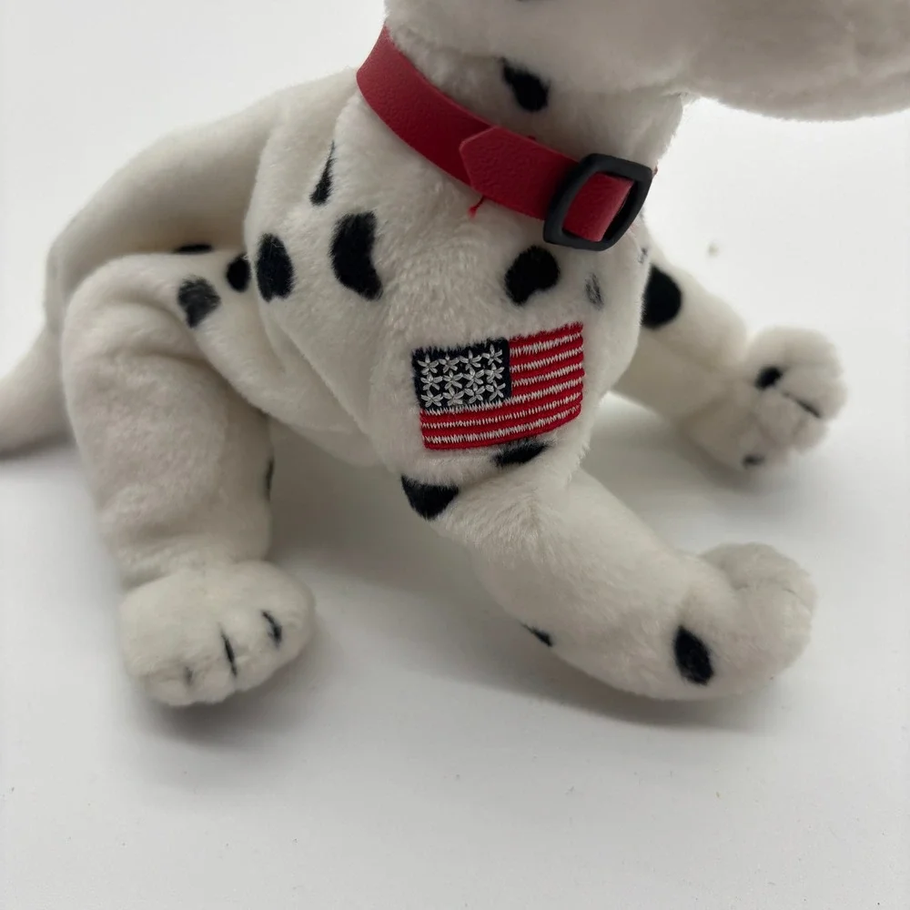MWMT Ty Beanie Babies Rescue FDNY‎ Dalmatian Dog Plush Toy American Flag Collar